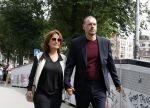 Amsterdam 7 augustus 2025
Herdenkingsdienst Derk Sauer in de westerkerk . Dione de Graaff met partner Nando Boers