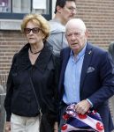 Amsterdam 7 augustus 2025
Herdenkingsdienst Derk Sauer in de westerkerk . Frits Barend met zijn vrouw