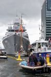 Amsterdam 22 augustus 2025
Prins Constantijn Prins Laurentien Prinses Eloise en Prins Claus Cazimir op de groene Draeck tijdens Sail Amsterdam 2025.