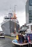 Amsterdam 22 augustus 2025
Prins Constantijn Prins Laurentien Prinses Eloise en Prins Claus Cazimir op de groene Draeck tijdens Sail Amsterdam 2025.