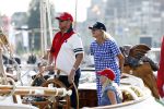 Amsterdam 20 augustus 2025
Koning Willem Alexander Prinses Mabel en (prinses Luana ) Gravin Luana op de groene Draeck tijdens de eerste dag van Sail Amsterdam . Er vaart ongelofelijk veel beveiliging Politie in boten op jet skis en een speciaal beveiligingsteam van de Marechaussee BSB ( Brigade Speciale Beveiligingsopdrachten ) mee met de groene Draeck