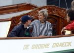 Amsterdam 22 augustus 2025
Prins Constantijn Prins Laurentien Prinses Eloise en Prins Claus Cazimir op de groene Draeck tijdens Sail Amsterdam 2025.