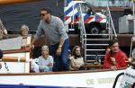 Amsterdam 22 augustus 2025
Prins Constantijn Prins Laurentien Prinses Eloise en Prins Claus Cazimir op de groene Draeck tijdens Sail Amsterdam 2025.