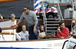 Amsterdam 22 augustus 2025
Prins Constantijn Prins Laurentien Prinses Eloise en Prins Claus Cazimir op de groene Draeck tijdens Sail Amsterdam 2025.