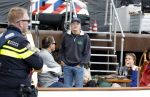 Amsterdam 22 augustus 2025
Prins Constantijn Prins Laurentien Prinses Eloise en Prins Claus Cazimir op de groene Draeck tijdens Sail Amsterdam 2025.