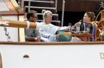 Amsterdam 22 augustus 2025
Prins Constantijn Prins Laurentien Prinses Eloise en Prins Claus Cazimir op de groene Draeck tijdens Sail Amsterdam 2025.