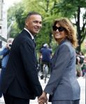 Amsterdam 7 augustus 2025
Herdenkingsdienst Derk Sauer in de westerkerk . Ruud Gullit met zijn vriendin Karin de Rooij