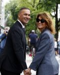 Amsterdam 7 augustus 2025
Herdenkingsdienst Derk Sauer in de westerkerk . Ruud Gullit met partner Karin de Rooij