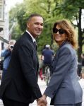 Amsterdam 7 augustus 2025
Herdenkingsdienst Derk Sauer in de westerkerk . Ruud Gullit met partner Karin de Rooij