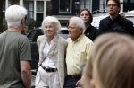 Amsterdam 7 augustus 2025
Herdenkingsdienst Derk Sauer in de westerkerk . Sonja Barend en haar man Abel Cahen
