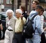 Amsterdam 7 augustus 2025
Herdenkingsdienst Derk Sauer in de westerkerk . Sonja Barend en haar man Abel Cahen