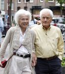 Amsterdam 7 augustus 2025
Herdenkingsdienst Derk Sauer in de westerkerk . Sonja Barend en haar man Abel Cahen