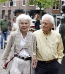 Amsterdam 7 augustus 2025
Herdenkingsdienst Derk Sauer in de westerkerk . Sonja Barend en haar man Abel Cahen