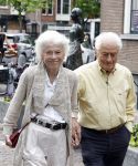 Amsterdam 7 augustus 2025
Herdenkingsdienst Derk Sauer in de westerkerk . Sonja Barend en haar man Abel Cahen