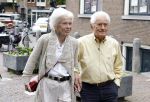 Amsterdam 7 augustus 2025
Herdenkingsdienst Derk Sauer in de westerkerk . Sonja Barend en haar man Abel Cahen