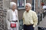 Amsterdam 7 augustus 2025
Herdenkingsdienst Derk Sauer in de westerkerk . Sonja Barend en haar man Abel Cahen