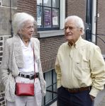 Amsterdam 7 augustus 2025
Herdenkingsdienst Derk Sauer in de westerkerk . Sonja Barend en haar man Abel Cahen