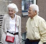 Amsterdam 7 augustus 2025
Herdenkingsdienst Derk Sauer in de westerkerk . Sonja Barend en haar man Abel Cahen
