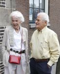 Amsterdam 7 augustus 2025
Herdenkingsdienst Derk Sauer in de westerkerk . Sonja Barend en haar man Abel Cahen