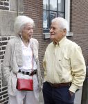 Amsterdam 7 augustus 2025
Herdenkingsdienst Derk Sauer in de westerkerk . Sonja Barend en haar man Abel Cahen