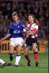 Eindhoven 28 September 1999
PSV-Glasgow Rangers 0-1
Arthur Numan in duel met Dennis Rommedahl.