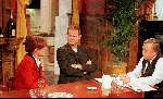 Amsterdam, 3 oktober 1998
De eerste talkshow van Harry Mens, hier in gesprek met Prive-verslaggeefster Barbara Plugge en vigagist Leco v Zadelhoff opgenomen in de \
