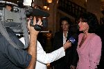 Amsterdam 6 september 2004
Modeshow Frans Molenaar in het Amstel Hotel.
Gretha Duisenberg tijdens intervieuw