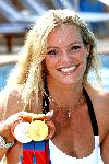 Monaco 10 september 2004
Inge de Bruijn in Monaco met olympische medailles.