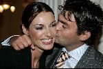 Amsterdam 6 september 2004
Modeshow Frans Molenaar in het Amstel Hotel.
Irene v d Laar met nieuwe vriend Sander kussend