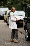 Bussum 20 september 2004
Linda de Mol en Sander Vahle brengen Julian en Noah naar school na hun wereldreis.