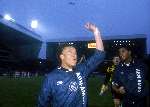 Edgar Davids Patrick Kluivert en Edwin v d Sar na een overwinning op PSV