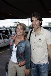 Schiphol 1 juli 2004
Nederlands elftal arriveert op schiphol na EK portugal.
Ruud v Nistelrooy met vriendin Leontien Slaats